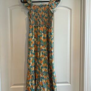 THML Floral Maxi Dress - Blue and Orange